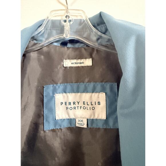 Mens Perry Ellis Portfolio Microfiber Blue Lightweight Lined Jacket -XXL - Picture 4 of 7